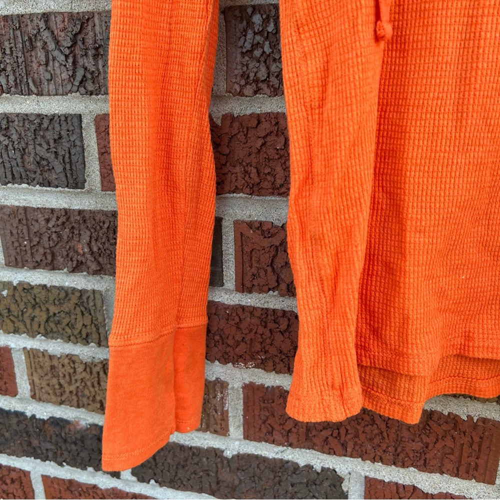 Gap Orange Waffle Knit Long Sleeve Drawstring Hoodie - Picture 4 of 4